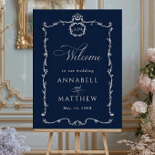 Modern Classic French Wedding Navy Blue Welcome Poster