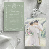 Modern Classic French Wedding Photo Sage Green Bedankkaart