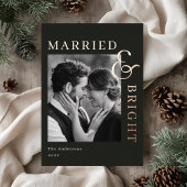 Modern Classic Gold Foil Married and Bright Folie Feestdagenkaart