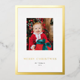 Modern Classic Gold Lijst Kerstfoto Folie Feestdagenkaart