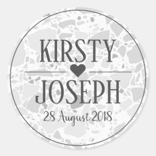 Modern Classic Gray Terrazzo Wedding Sticker