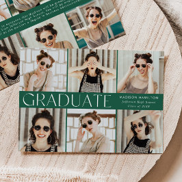 Modern Classic Green 12 Photo Afstuderen Aankondiging