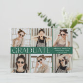 Modern Classic Green 6 Photo Afstuderen Aankondiging (Staand voorkant)