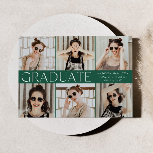 Modern Classic Green 6 Photo Afstuderen Aankondiging