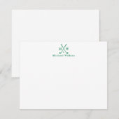 Modern Classic Green Crossed Clubs Golf Monogram Notitiekaartje (Voorkant / Achterkant)
