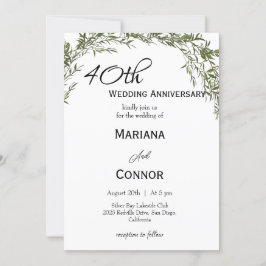 Modern Classic Greenery Wedding Anniversary  Kaart