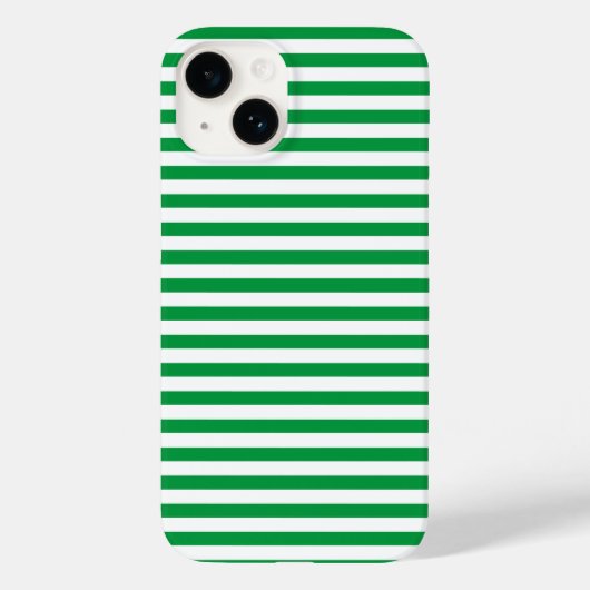 Modern Classic Groen en Wit Gestreept Case-Mate iPhone Case (Achterkant)