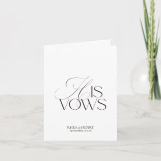Modern Classic His Vows Wedding  Kaart