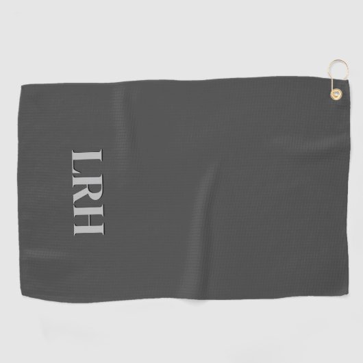 Modern Classic Initiaal Monogram Zwart Grijs Golfhanddoek (Horizontaal)