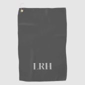 Modern Classic Initiaal Monogram Zwart Grijs Golfhanddoek (Voorkant)