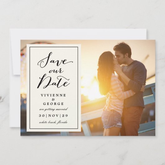 Modern Classic Ivory Box Bord foto Opslaan van de Kaart (Voorkant)