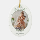 Modern Classic Lijst 2 Foto Kerstvakantie Keramisch Ornament (Voorkant)