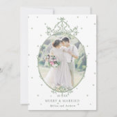 Modern Classic Lijst Vrolijk & Getrouwd Foto Feestdagenkaart (Voorkant)