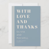 Modern Classic Love and Thanks Blue Striped Bedankkaart (Voorkant)
