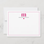Modern Classic Magenta Dotted Monogram Typografie Notitiekaartje (Voorkant)