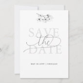 Modern Classic Magnolia BW Bruiloft Save the Date Kaart (Voorkant)