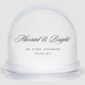 Modern Classic Married and Bright Newlywed Gift Sneeuwbol (Voorkant)