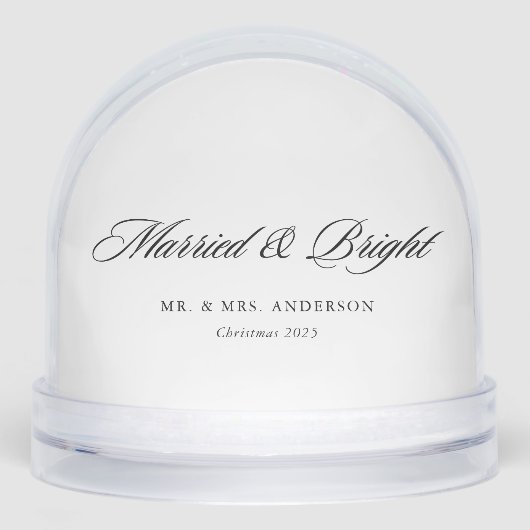 Modern Classic Married and Bright Newlywed Gift Sneeuwbol (Voorkant)
