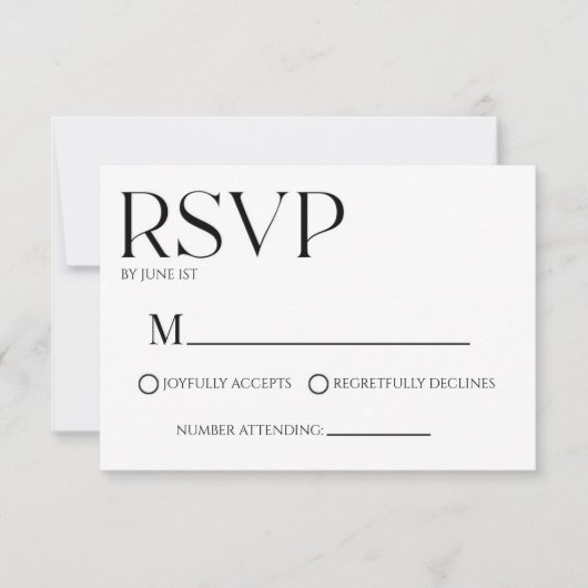Modern Classic Minimal Eenvoudige Bruiloft RSVP Ka (Voorkant)