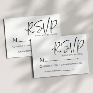 Modern Classic Minimal Eenvoudige Bruiloft RSVP Ka Kaartje
