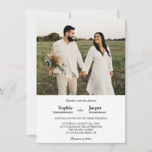 Modern Classic minimalist Photo Wedding Invitation Kaart