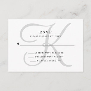 Modern Classic Monogram in Grijs RSVP Kaartje