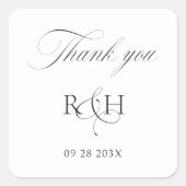 Modern Classic Monogram Thank You Wedding Sticker (Voorkant)
