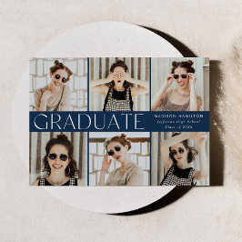 Modern Classic Navy 6 Foto Afstuderen Aankondiging