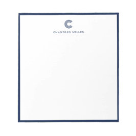 Modern Classic Navy Blue Border Custom Stationery Notitieblok