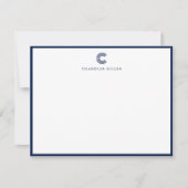 Modern Classic Navy Blue Border Custom Stationery Notitiekaartje (Voorkant)