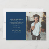 Modern Classic Navy Blue Gold Photo Afstuderen Kaart (Achterkant)