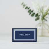 Modern Classic Navy Blue met witte randen Visitekaartje (Staand voorkant)