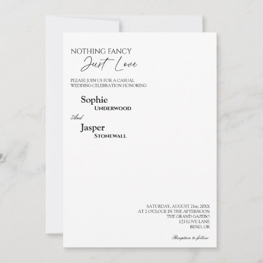 Modern Classic Niets Fancy Photo Wedding Kaart (Voorkant)