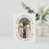 Modern Classic Ovaal Foto Kerst Briefkaart (Staand voorkant)
