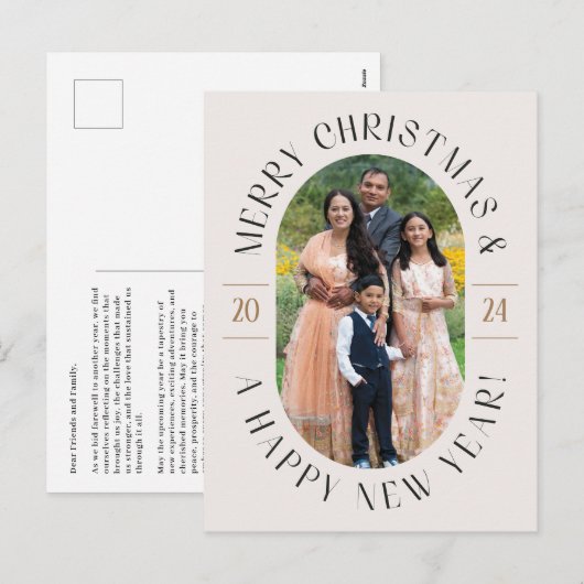 Modern Classic Ovaal Foto Kerst Briefkaart (Voorkant / Achterkant)