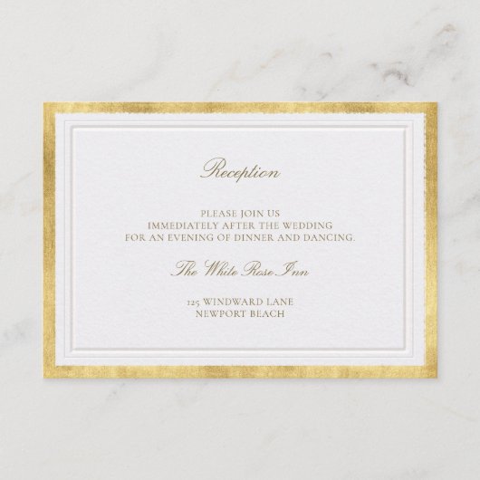 Modern Classic Pearl Gold Elevated Wedding Details Informatiekaartje (Voorkant)