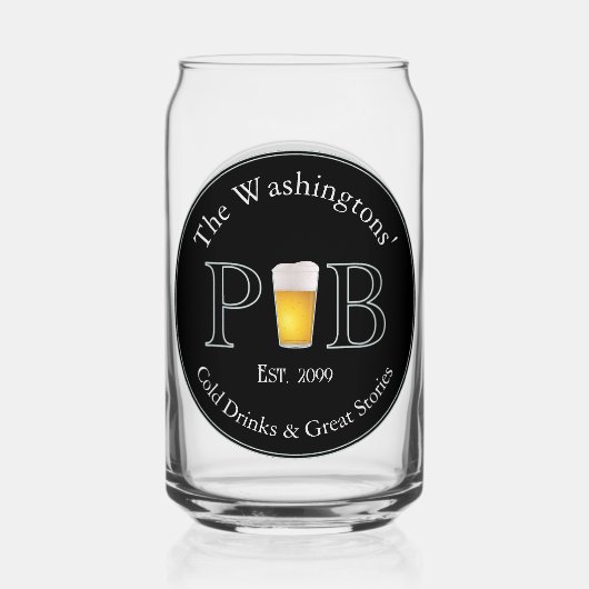 Modern Classic Pub Drink brillenglazen Bierblik Blikvorm Glas (Achterkant)