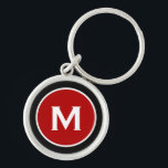 Modern Classic Red Monogram Sleutelhanger<br><div class="desc">Gepersonaliseerde Classic Monogrammed Sleutelhanger Monogram Initiaal Black Red White. Perfect als vakantiecadeau, familiehereniging, bedankt voor groomsmen en cadeau voor alle speciale gelegenheden.</div>