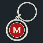 Modern Classic Red Monogram Sleutelhanger<br><div class="desc">Gepersonaliseerde Classic Monogrammed Sleutelhanger Monogram Initiaal Black Red White. Perfect als vakantiecadeau,  familiehereniging,  bedankt voor groomsmen en cadeau voor alle speciale gelegenheden.</div>