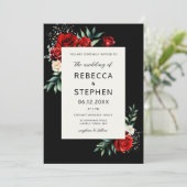 Modern Classic Red Rose Baby Breath Bloemen Bruilo Kaart (Staand voorkant)