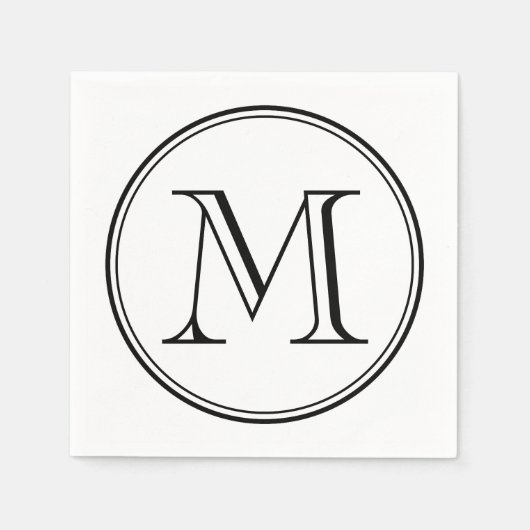 Modern Classic Rond Zwart Monogram Servet (Voorkant)