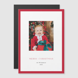 Modern Classic Rood Lijst Kerstmis Fotokaart Magnetische Uitnodiging