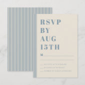 Modern Classic RSVP Blue Striped Wedding Informatiekaartje (Voorkant / Achterkant)