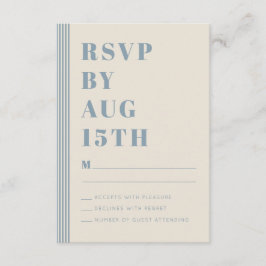 Modern Classic RSVP Blue Striped Wedding  Informatiekaartje