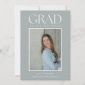 Modern Classic Sage Graduation Photo Announcement Aankondiging (Voorkant)