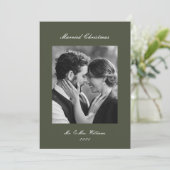 Modern Classic Sage Married Christmas Newlywed Feestdagenkaart (Staand voorkant)