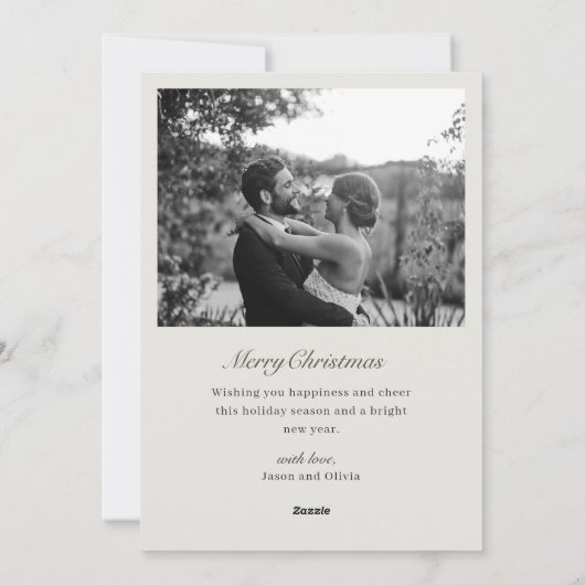 Modern Classic Sage Typography Married and Bright Feestdagenkaart (Achterkant)