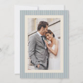 Modern Classic Save The Date Blue Striped Photo Kaart (Achterkant)