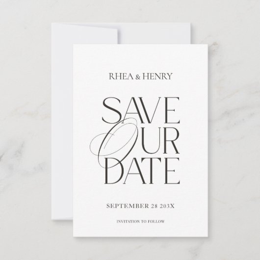 Modern Classic Save the Date Wedding Card (Voorkant)