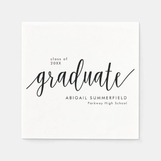 Modern Classic Script Graduation Party Servet (Voorkant)
